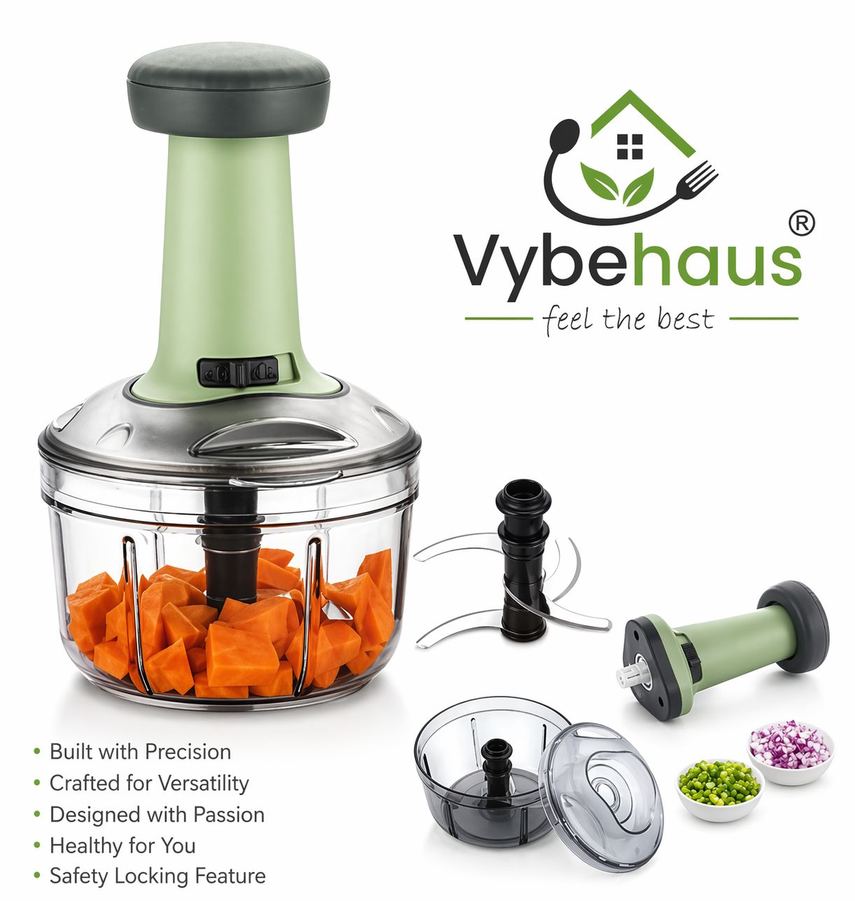 QuickPush Mini Chopper 650ml Powerful Hand Held Food & Vegetable Chopper