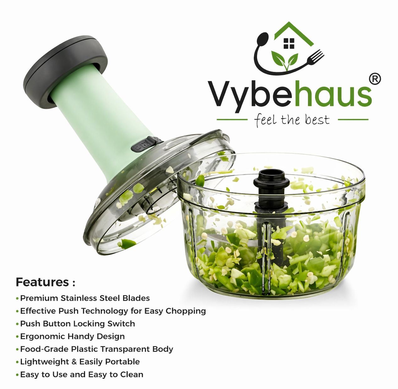 QuickPush Mini Chopper 650ml Powerful Hand Held Food & Vegetable Chopper