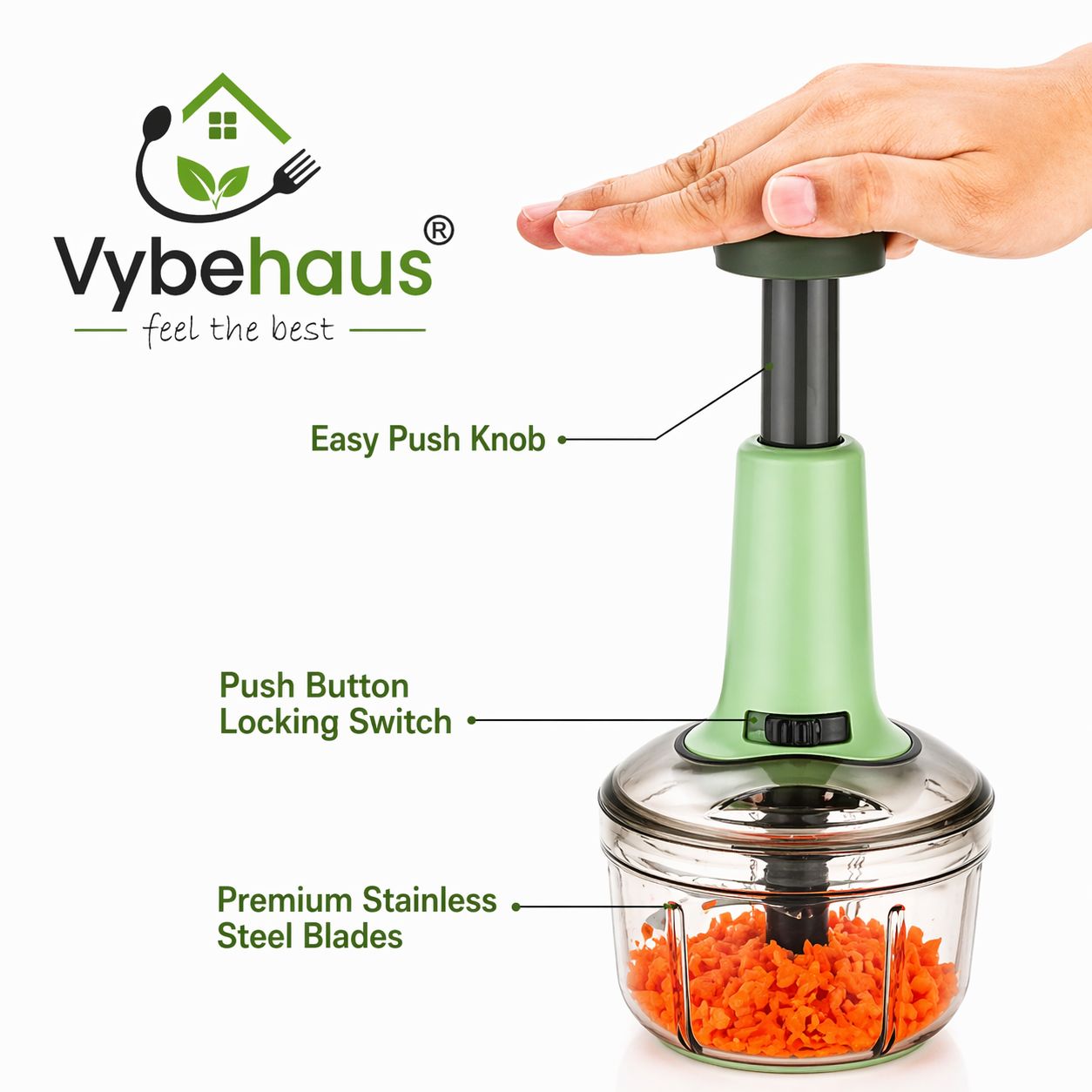 QuickPush Mini Chopper 650ml Powerful Hand Held Food & Vegetable Chopper